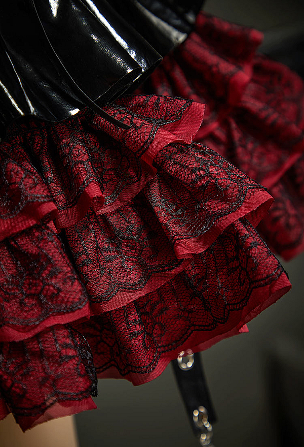 Gothic Multi-Layered Mini Skirt Dark Punk Style PU Leather Skirt