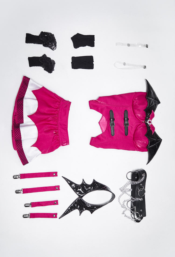 Haunted Night Gothic Corset Skirt Set Irregular Bat Styled Top and Multi-layered Mini Skirt with Collar and Gloves Haunted Night Gothic Corset Skirt Set Irregular Bat Styled Top and Multi-layered Mini Skirt with Collar and Gloves
