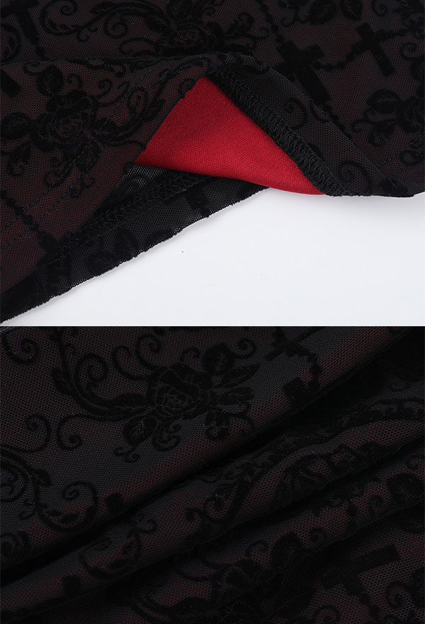 Gothic Black Red Lace Tank Top Dark Style Floral Slim Camisole Gothic Black Red Lace Tank Top Dark Style Floral Slim Camisole