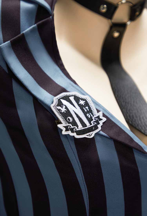 Gloom Thread Gothic Halloween Academia Set Striped Jacket and Layered Skirt with Tie and Stockings Gloom Thread Gothic Halloween Academia Set Striped Jacket and Layered Skirt with Tie and Stockings