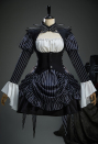 Sweet Nightmare Jack Skellington Style Gothic Costume Long Sleeve Dress with Corset and Tie