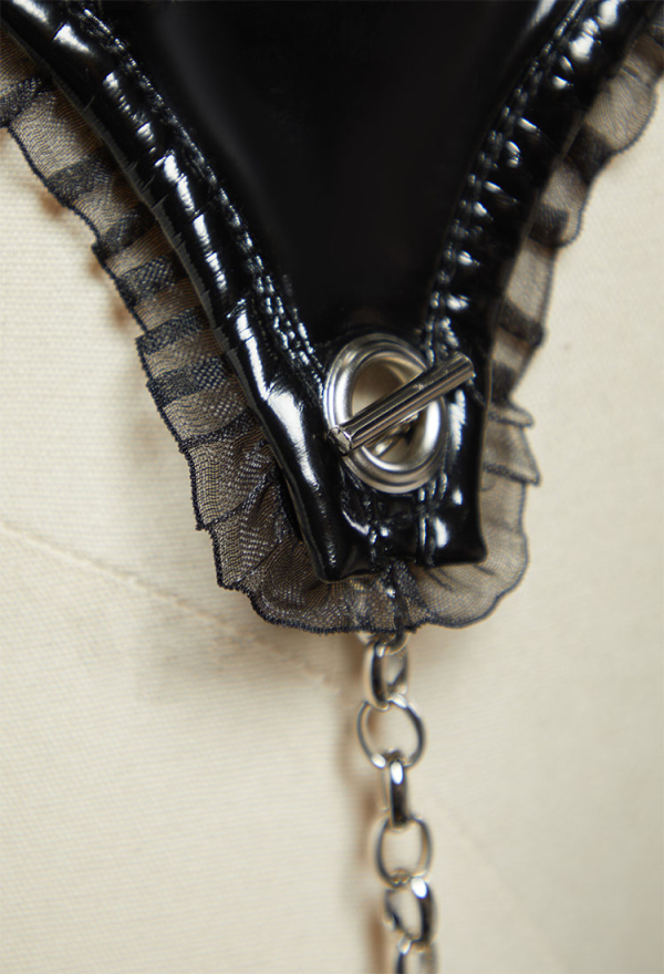 Gothic Skeleton Corset Black Shoulder Straps Adjustable Corset with Chains