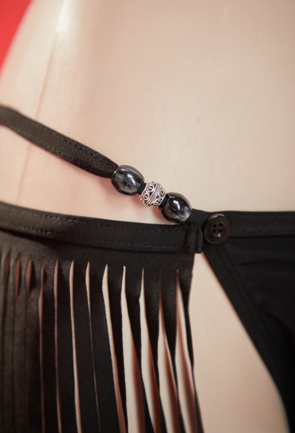 Wings of Summer Gothic Black Hippie Style Fringe Two-piece Swimsuit Halter Top Panty Bathing Suit with Fringe Skirt Wings of Summer Gothic Black Hippie Style Fringe Two-piece Swimsuit Halter Top Panty Bathing Suit with Fringe Skirt