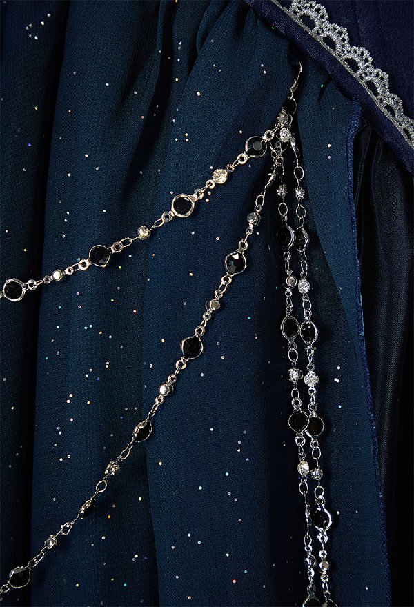Mystery Cove Gothic Halter Gown Dark Fantasy Fairy Irregular Layered Dress With Shawl and Waist Chains