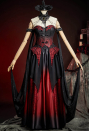 Spectral Petal Gothic Black and Red Gradient Corset Skirt Set Vampire Fantasy Fairy Style Bat Corset Top and Skirt with Shawl