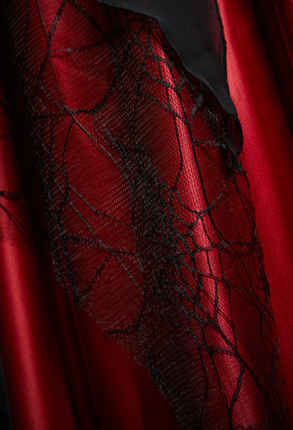 Spectral Petal Gothic Black and Red Gradient Corset Skirt Set Vampire Fantasy Fairy Style Bat Corset Top and Skirt with Shawl Spectral Petal Gothic Black and Red Gradient Corset Skirt Set Vampire Fantasy Fairy Style Bat Corset Top and Skirt with Shawl
