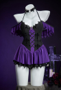 Haunted Night Purple Bat Swimsuit Off-Shoulder Beach Dress Lace-up One Piece Swimsuit with Choker