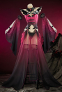 Haunted Night Pink Black Gradient Dancer Style Set Bat Shaped Top and Panty with Skirt and Collar