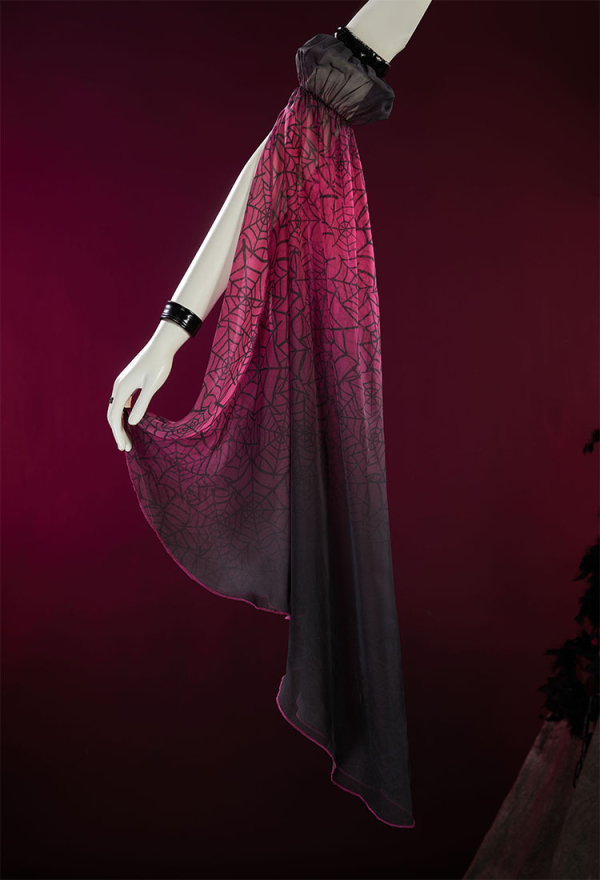 Haunted Night Pink Black Gradient Dancer Style Set Bat Shaped Top and Panty with Skirt and Collar