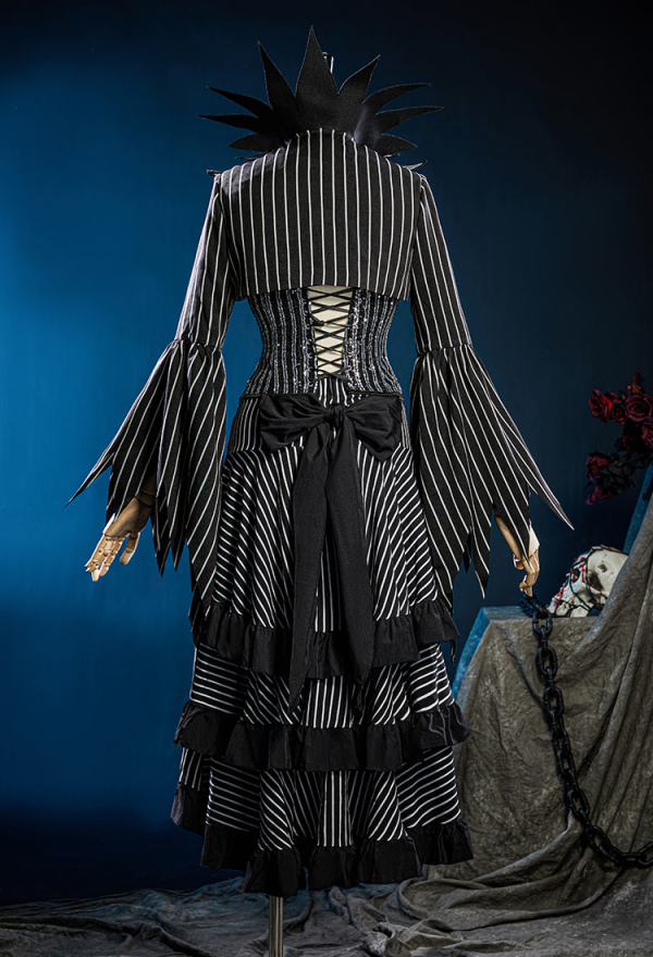 Sweet Nightmare Jack Skellington Style Costume Sequins Corset Skirt Suit with Jacket and Tie