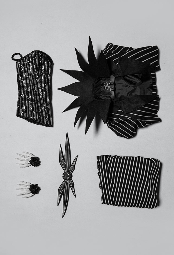 Sweet Nightmare Jack Skellington Style Costume Sequins Corset Skirt Suit with Jacket and Tie