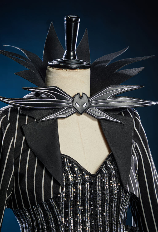 Sweet Nightmare Jack Skellington Style Costume Sequins Corset Skirt Suit with Jacket and Tie