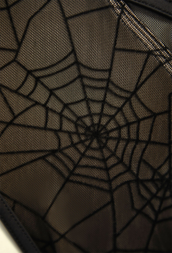 Pretty Crawler Gothic Spiderweb Design One-Piece Swimsuit Cutout Halter Bathing Suit Pretty Crawler Gothic Spiderweb Design One-Piece Swimsuit Cutout Halter Bathing Suit