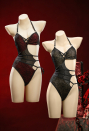 Pretty Crawler Gothic Spiderweb Design One-Piece Swimsuit Cutout Halter Bathing Suit