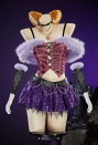 Haunted Night Gothic Plush Set Patterned Off-Shoulder Lace Up Top with Layered Skirt and Sleeves