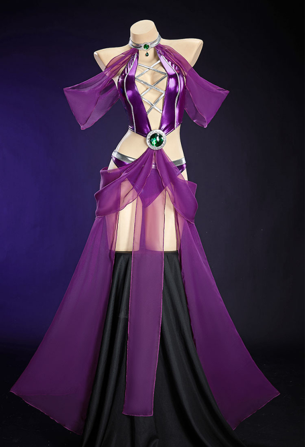 Cosmic Queen Purple Dancer Style Set Lace-up Top and Panty with Detachable Skirt and Sleeves Cosmic Queen Purple Dancer Style Set Lace-up Top and Panty with Detachable Skirt and Sleeves