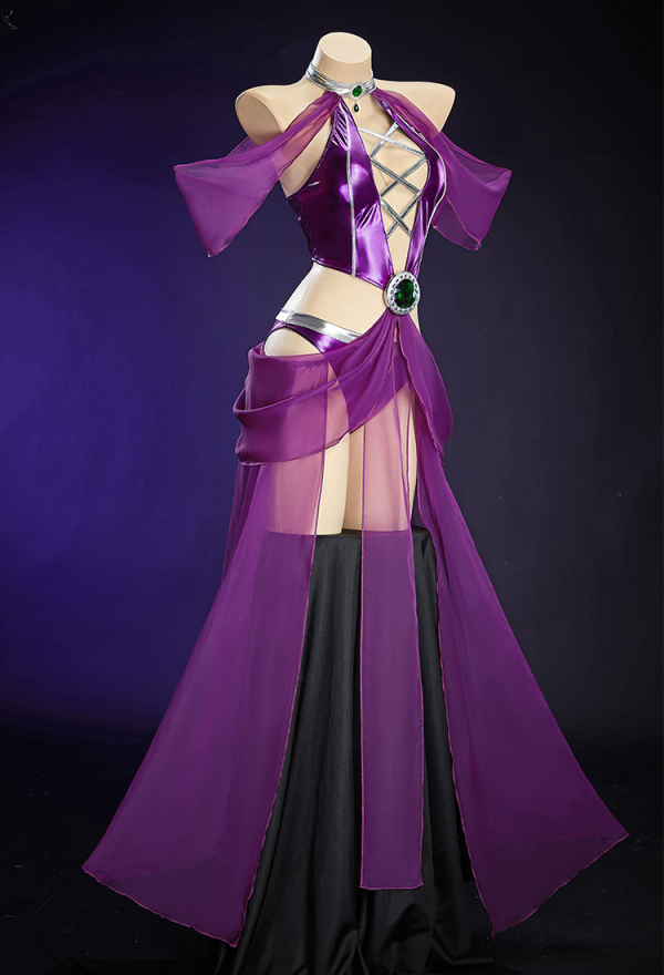 Cosmic Queen Purple Dancer Style Set Lace-up Top and Panty with Detachable Skirt and Sleeves Cosmic Queen Purple Dancer Style Set Lace-up Top and Panty with Detachable Skirt and Sleeves