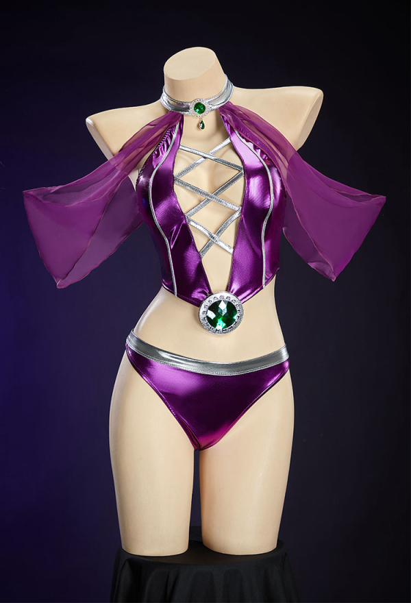 Cosmic Queen Purple Dancer Style Set Lace-up Top and Panty with Detachable Skirt and Sleeves Cosmic Queen Purple Dancer Style Set Lace-up Top and Panty with Detachable Skirt and Sleeves
