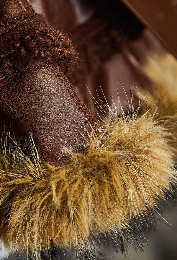 Scar's Shadow Gothic Brown Furry Lion Suit Halter Lace-up Top with Skirt and Fur Collar