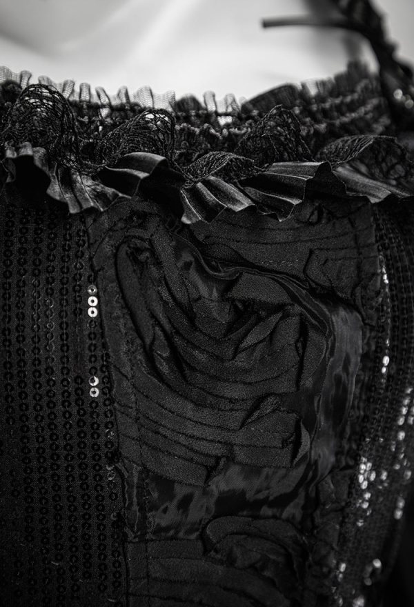 Witch's Requiem Gothic Black Dress Set Off-the-shoulder Flared Sleeve Dress with Corset and Hat Witch's Requiem Gothic Black Dress Set Off-the-shoulder Flared Sleeve Dress with Corset and Hat