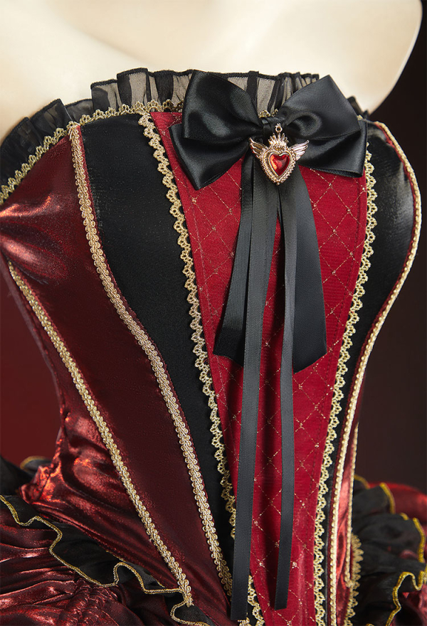 Queen Crimson Halloween Gothic Black Red Set Dark Court Style Off-Shoulder Top and Drawstring Skirt with Jacket Queen Crimson Halloween Gothic Black Red Set Dark Court Style Off-Shoulder Top and Drawstring Skirt with Jacket