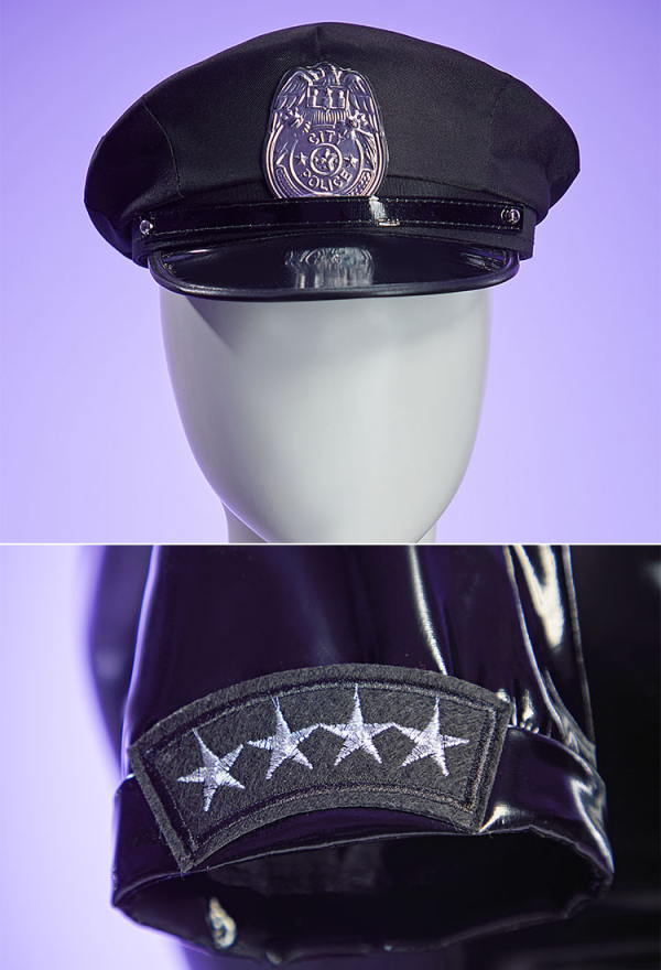 Dark Code Black Police Sexy Lingerie Set Cutout Top Mini Skirt Belt and Hat Dark Code Black Police Sexy Lingerie Set Cutout Top Mini Skirt Belt and Hat