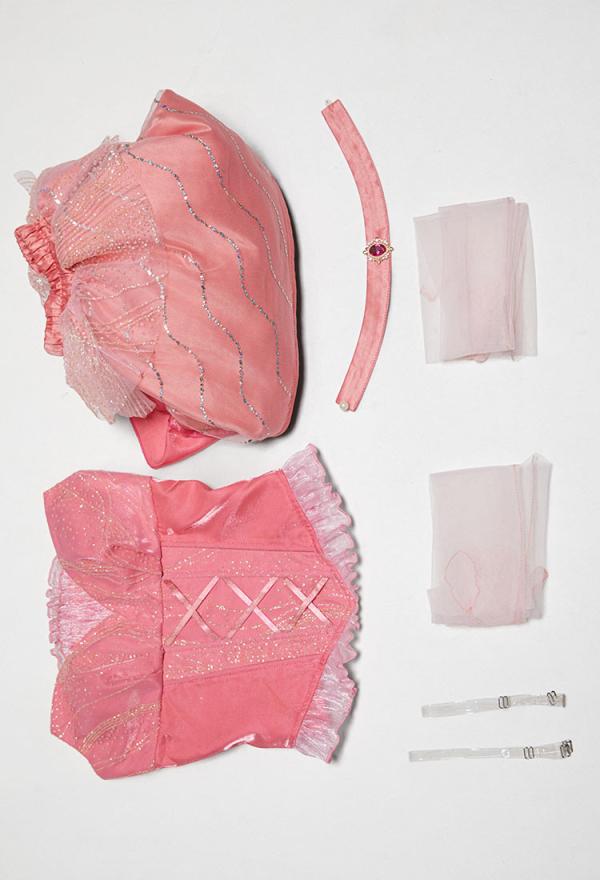 Witch's Requiem Gothic Pink Corset Skirt Set Off-Shoulder Top and Layered Skirt with Choker and Gloves