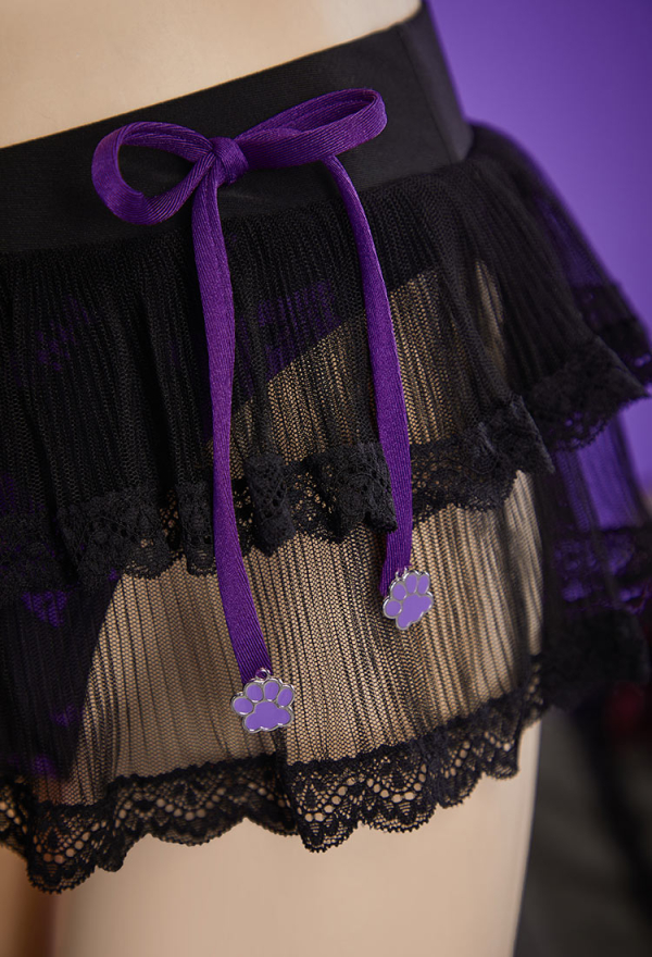 Midnight Meow Gothic Cat Bat Two-Piece Swimsuit Halter Top and Skirt Bathing Suit with Choker Midnight Meow Gothic Cat Bat Two-Piece Swimsuit Halter Top and Skirt Bathing Suit with Choker