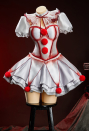 Moonlit Jester Silver Clown Corset Skirt Set Bloodstain Printed Corset and Layered Skirt with Sleeves and Collar