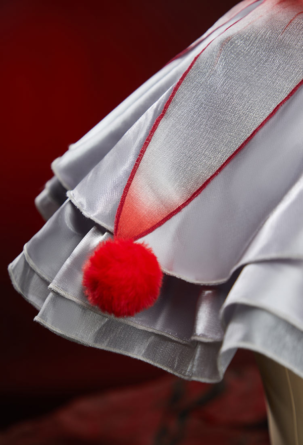 Moonlit Jester Silver Clown Corset Skirt Set Bloodstain Printed Corset and Layered Skirt with Sleeves and Collar Moonlit Jester Silver Clown Corset Skirt Set Bloodstain Printed Corset and Layered Skirt with Sleeves and Collar