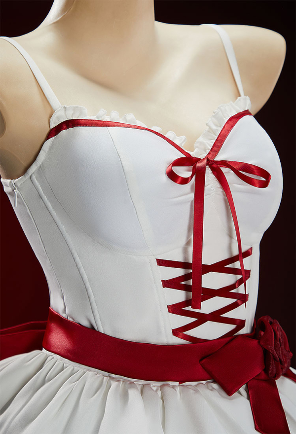 The Cursed Toybox Halloween Spooky Doll Dress Dark Style Waist-Cinching Dress with Sleeves and Belt