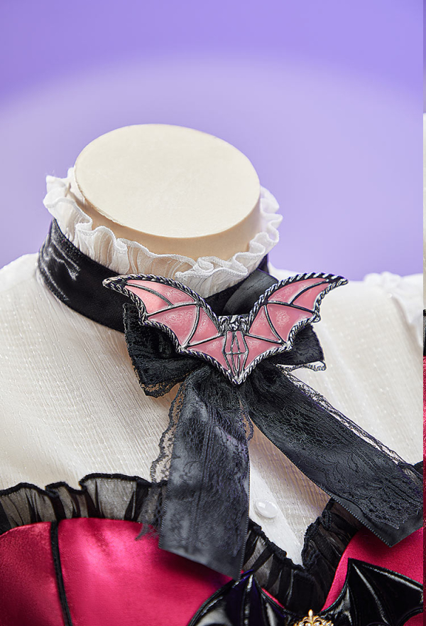Haunted Night Gothic Monster Bat Girl Dress Puff-Sleeve Layered Dress with Cape and Sleeves
