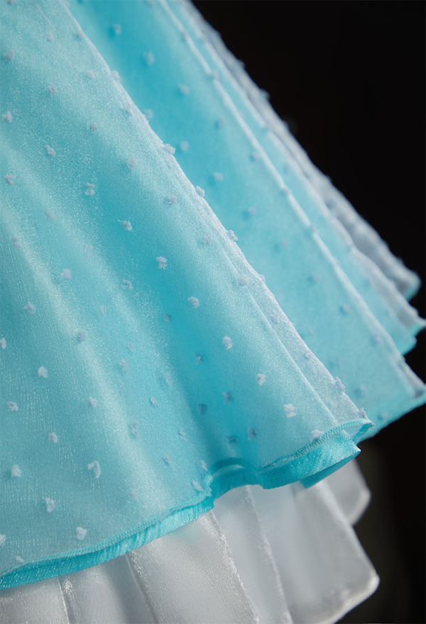Check-in 237 Halloween Light Blue Short Dress Peter Pan Collar Puff Sleeve Dress with Belt