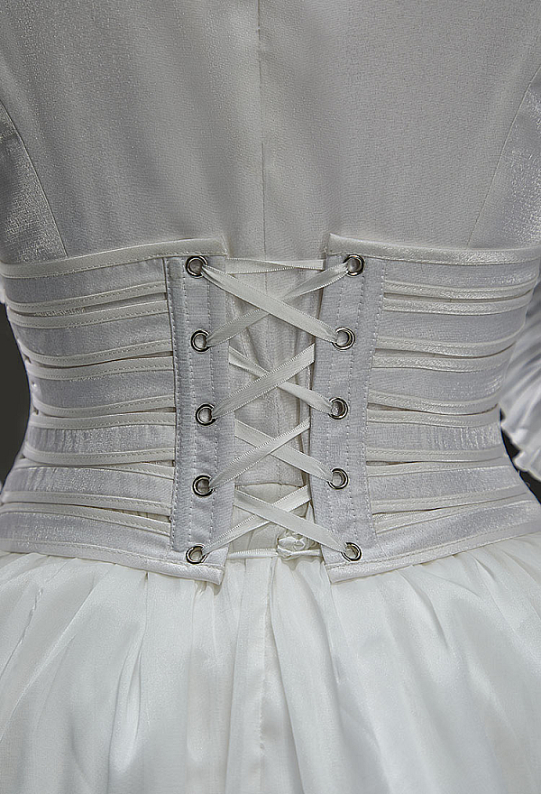 My Dying Bride Halloween White Short Wedding Dress Irregular Ruffled Dress with Corset and Gloves My Dying Bride Halloween White Short Wedding Dress Irregular Ruffled Dress with Corset and Gloves