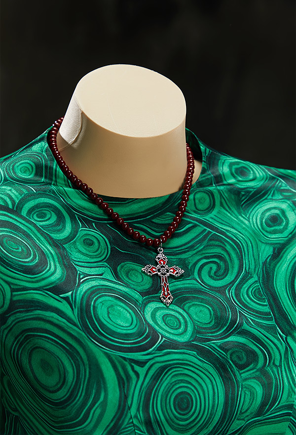 Stitched by Grace Halloween Green Short Dress Swirl Print Dress with Necklace Stitched by Grace Halloween Green Short Dress Swirl Print Dress with Necklace
