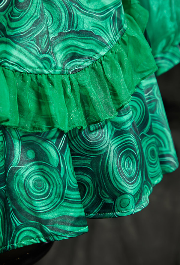 Stitched by Grace Halloween Green Short Dress Swirl Print Dress with Necklace Stitched by Grace Halloween Green Short Dress Swirl Print Dress with Necklace