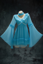 Halloween Blue Chiffon Nightgown Flared-Sleeve Ruffled Dress with Choker
