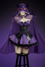 Purple Ghost Gothic Black and Purple Corset Skirt Set Bat-Shaped Top and Layered Skirt with Choker
