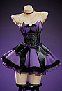 Purple Ghost Gothic Black and Purple Corset Skirt Set Bat-Shaped Top and Layered Skirt with Choker