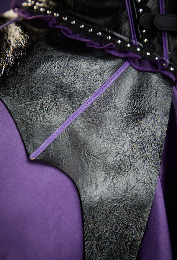 Purple Ghost Gothic Black and Purple Corset Skirt Set Bat-Shaped Top and Layered Skirt with Choker