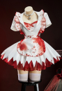 Sister of Mercy Halloween Bloodstain Print Set Shiny Irregular-Cut Dress with Apron and Headband
