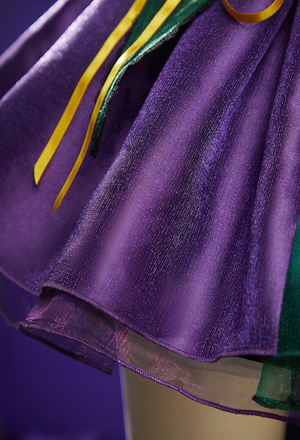 Moonlit Jester Gothic Purple Green Patchwork Corset Skirt Set Puff Sleeved Corset Top and Layered Skirt with Choker Moonlit Jester Gothic Purple Green Patchwork Corset Skirt Set Puff Sleeved Corset Top and Layered Skirt with Choker