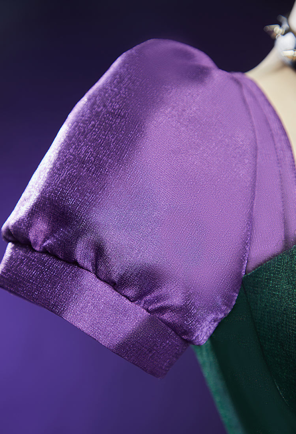 Moonlit Jester Gothic Purple Green Patchwork Corset Skirt Set Puff Sleeved Corset Top and Layered Skirt with Choker Moonlit Jester Gothic Purple Green Patchwork Corset Skirt Set Puff Sleeved Corset Top and Layered Skirt with Choker