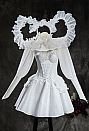 Dracula's Oath Halloween Gothic White Vampire Set Lace-Up Corset and Skirt with Blouse and Headpiece