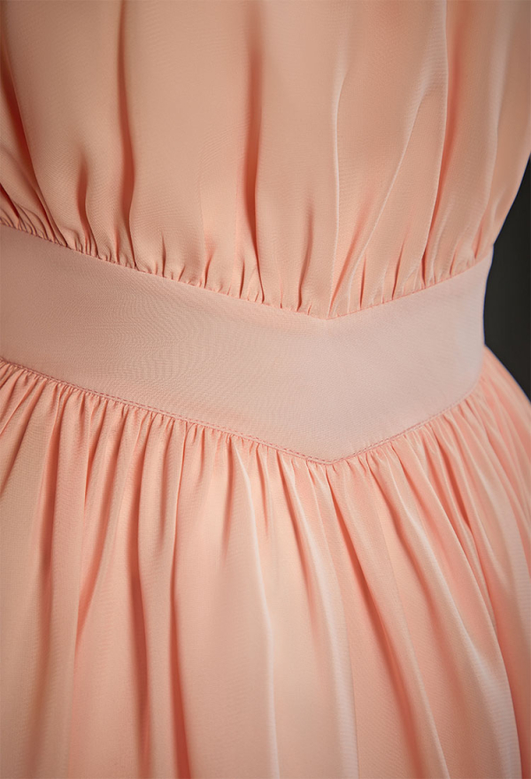 Oddity Vault: 1890 Halloween Peach Pink Dress Vintage Lace Dress with Necklace