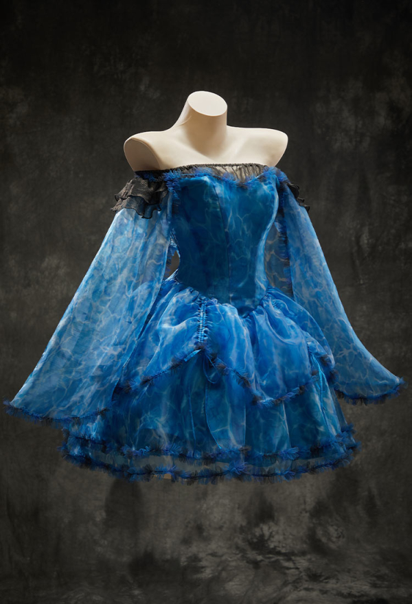 Stitched by Grace Halloween Blue Off-the-Shoulder Dress Bell-Sleeve Layered Dress