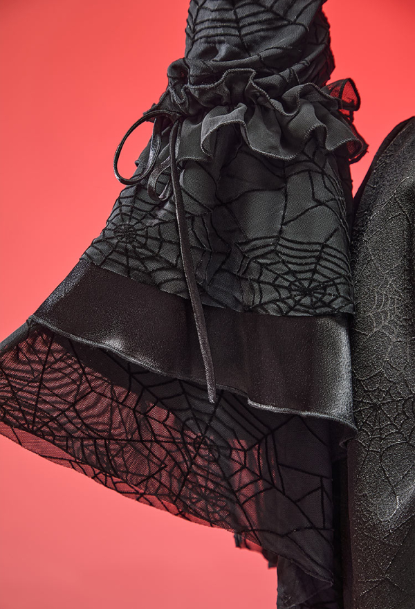Nocturne in Black Gothic Black Spiderweb Design Dress Dark Style Irregular Dress