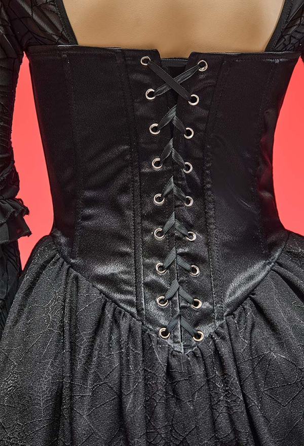 Nocturne in Black Gothic Black Spiderweb Design Dress Dark Style Irregular Dress