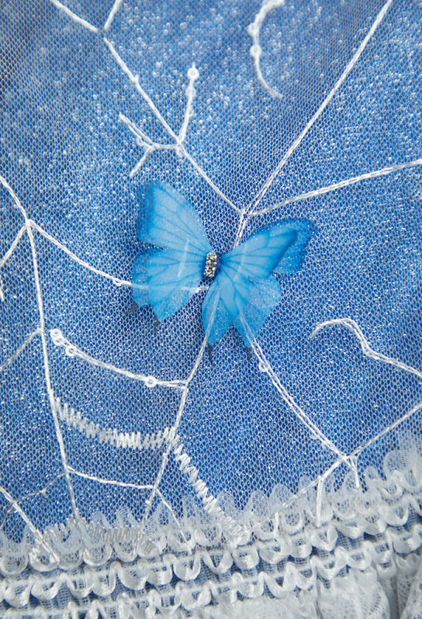 The Bride Halloween Corpse Bride Dress Spiderweb Design Off-the-Shoulder Layered Dress with Veil and Tail Skirt