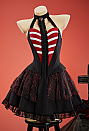 Bone To Be Wild Gothic Heart Ribcage Design Dress Halter Off-the-Shoulder Dress with Sleeves